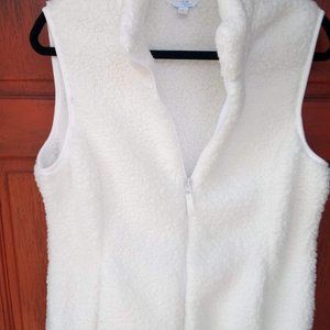 Women's Time & Tru Sherpa Vest, Large, White